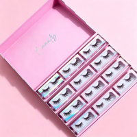 Boîte d'emballage personnalisée rose en acrylique pour cils, tiroir en carton, kit de maquillage mystère, boîte carrée avec logo personnalisé, coffret cadeau pour faux cils