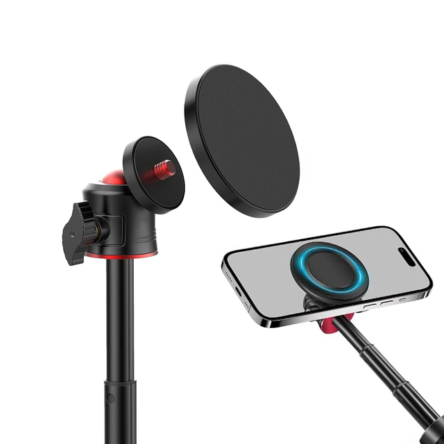 Metal 1/4" Thread Magnetic Phone Tripod Mount Adapter for Magsafe iPhone 17 16 15 14 13 12 Selfie Stick Light Tripod