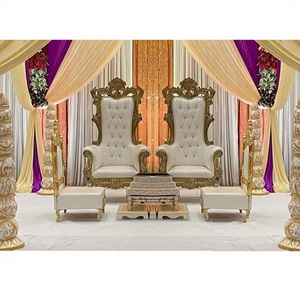 Chaises de trône Vedi Mandap pour mariage indien, chaises Mandap en bois modernes pour mariage indien, dernières chaises Mandap pour cérémonie de mariage aux États-Unis - Product Image 1