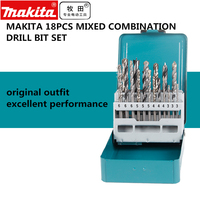 Jeu de 18 forets hélicoïdaux HSS Makita originaux, assortiment mixte, pour maçonnerie, bois, métal et béton