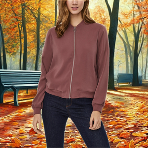 Blouson bomber à manches longues en coton respirant à col montant pour femme, taille XL, nouvelle mode, uni, fermeture éclair, personnalisable pour l'hiver - Product Image 3