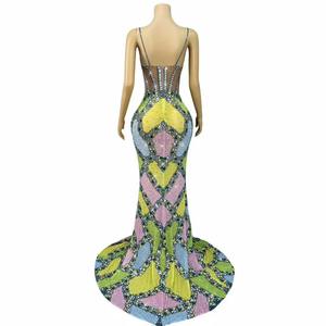 ชุดราตรีหรูหราประดับเพชร ดีไซน์ไข่มุก ความยาวระดับชา เอวทรงเอ็มไพร์ ผ้าแคชเมียร์ ทรงดินสอ สำหรับงานพรอม งานกาล่าดินเนอร์ หรืองานพรมแดง - Product Image 2