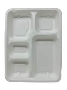 Vaisselle en bagasse compostable écologique, plateau repas à 5 compartiments pour les repas, les événements, la restauration et l'utilisation durable des services alimentaires - Product Image 3