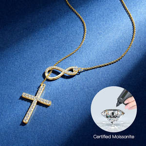 925 Plata corte redondo 2,5mm y 1,8mm y 1,7mm y 1,5mm y 1mm moissanita Y Lariat infinito collar fe esperanza amor Cruz colgante collar - Product Image 2