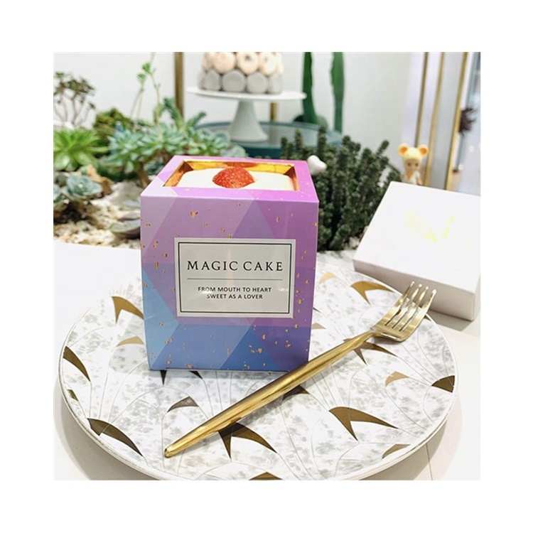Caja de cartón creativa de lujo para postres, minipastel tiramissu decorativo de cuadrado, embalaje de colores para pasteles