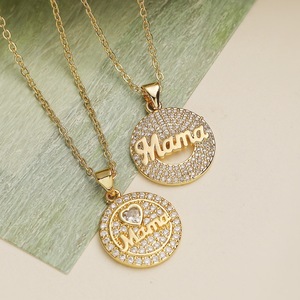 2025 meilleur vendeur Temu pour Amazon 18K plaqué or laiton MAMA pendentif collier Style à la mode Zircon pierre principale pour papa maman <span class=keywords><strong>Gif</strong></span> - Product Image 2