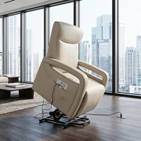 Fauteuil inclinable électrique pour personnes âgées PUZE PZ106, avec fonction de levage, chauffage, revêtement en cuir PU, structure en bois, télécommande USB, design minimaliste moderne