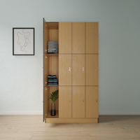 Armoire de rangement pour étudiants en HPL grain de bois massif Offre Spéciale avec serrure RFID pour casiers de centre de fitness d'école universitaire