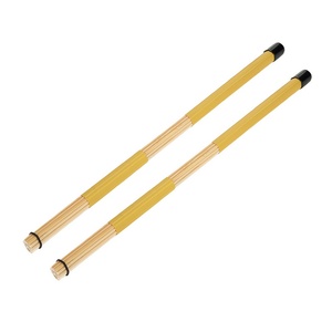 1 par de prácticas cepillos de bambú para tambor, palos de tambor, accesorio para instrumentos musicales (amarillo) - Product Image 3