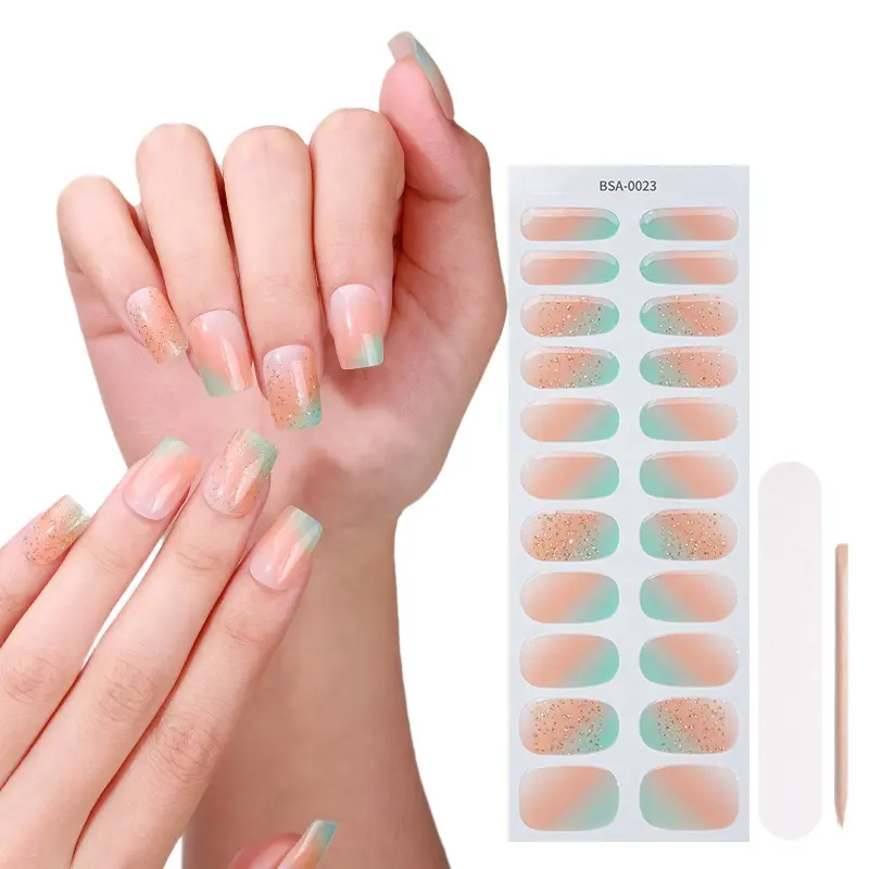 Lâu dài không có UV gel móng tay Dải Nàng Tiên Cá long lanh biểu tượng tùy chỉnh gói gel nail sticker Thiết kế phổ biến Nail bọc UV đèn