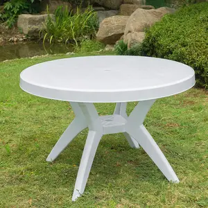 Portable extérieur meubles de jardin Banquet restauration barbecue Camping Table de pique-nique blanc rond en plastique Table de cuisine