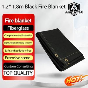 Couverture de protection ignifuge en tissu de fibre de verre noir 1,2 x 1,8 m pour soudage et fusion, couverture anti-feu pour fabricants de navires - Product Image 1