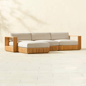 Chaise Lounge Ottoman Style Swimming Pool <strong>Summer</strong> Leisure Modular Teak <strong>Furniture</strong> Modern Patio Sofa Set - Product Image 4