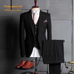 Traje de pantalón <span class=keywords><strong>para</strong></span> hombre, corte alto y ajustado, de una sola botonadura, frente liso, <span class=keywords><strong>para</strong></span> estudio de bodas, con cierre de cremallera, 100% poliéster, antiencogimiento - Product Image 6