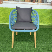 Patio Style nordique Fauteuil en bois de teck Meubles de jardin Salle à manger Chaise en corde tissée Utilisation tout temps