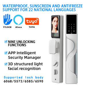 Serrure de porte intelligente WiFi Tuya avec interphone visuel en temps réel, reconnaissance faciale et empreinte digitale, dotée d'une caméra - Product Image 2