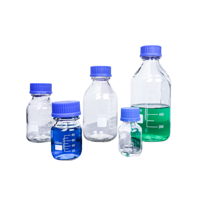Maihun Customized logo 100ml Narrow Mouth Transparent Borosilicate Glass Reagent Bottle