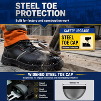 Chaussures de sécurité imperméables en cuir de buffle gaufré avec embout en acier, résistantes aux perforations, confortables pour l'hiver, bottes de travail pour HOMMES