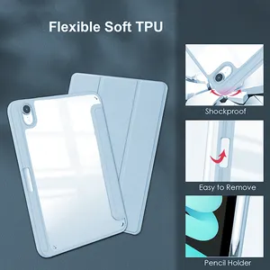 Casing pintar tahan guncangan, penutup Cerdas kulit PU casing Tablet untuk iPad Mini 6 dengan TPU PC gaya nirkabel dan tahan air