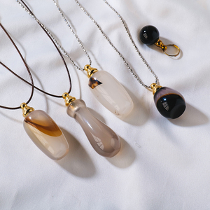 Trang Sức Vòng Cổ Đá Quý Năng Lượng Mặt Dây Chuyền Pha Lê Chai Nước Hoa Mã Não Đen Đá Tự Nhiên - Product Image 4