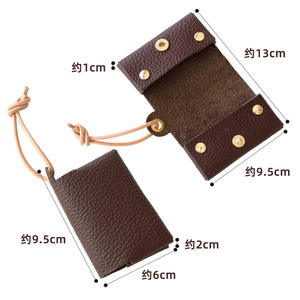 Mini porte-mouchoirs japonais pliable <span class=keywords><strong>en</strong></span> cuir PU effet litchi, étui de poche avec cordon réglable - Product Image 2