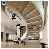 Escalier courbé en acier et bois Prima Modern Design pour intérieur commercial