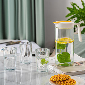 Carafe en verre colorée économique de 1000 ml avec 4 verres à eau de 200 ml – Coffret cadeau de rentrée scolaire – Articles ménagers - Product Image 6