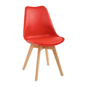 Sedia da Pranzo <span class=keywords><strong>in</strong></span> Pelle PU Nera con Gambe <span class=keywords><strong>in</strong></span> <span class=keywords><strong>Legno</strong></span> di Faggio Massiccio, Sedia Ergonomica Moderna Stile Mid-Century per Cucina/Sala da Pranzo - Product Image 4