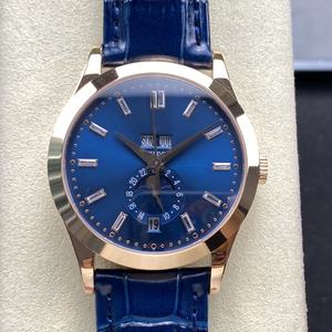 Luxury Men's Mechanical Watch 39mm 316L Steel Genuine Leather Strap Automatic Movement Annual Calendar <b>Moon</b> Phase Pointer 5mm - Product Image 3