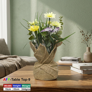 AFF <b>Table</b> Top-9 Artificial Mixed Flowers Rustic Style Handmade <b>Plastic</b> Decor 15cm Width 22cm Height Artificial Succulent Meadow - Product Image 3