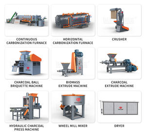 Machine de fabrication de briquettes de charbon de bois de coque de noix de coco continue, charbon de bois de bois, sciure de bois, charbon de bois activé de balle de riz, carbonisation, moteur - Product Image 4