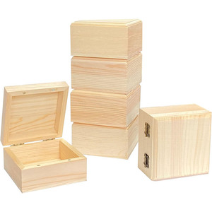 Elegante caja de madera de pino de color natural, Forma cuadrada con esquinas redondeadas, cierre de imanes DIY listo para adornos de madera y letreros de pared - Product Image 3