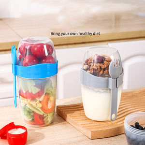 2024 <span class=keywords><strong>desayuno</strong></span> avena cereal tuerca yogur ensalada coctelera taza sello contenedor conjunto con tenedor salsa taza tapa cónico tazón fruta ensalada taza - Product Image 2