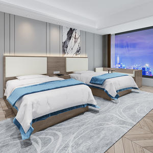 Hotel Bedroom Set Custom <b>Single</b> Twin Wooden Eco-Friendly <b>Bed</b> Frame <b>Headboard</b> Nightstands Modern Apartment Hospitality Furniture - Product Image 5