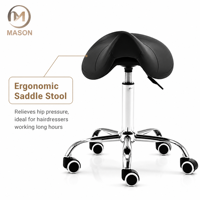 Tabouret de barbier mobile en métal Mason S-105 à dossier haut pour salon de beauté, usage commercial, design moderne