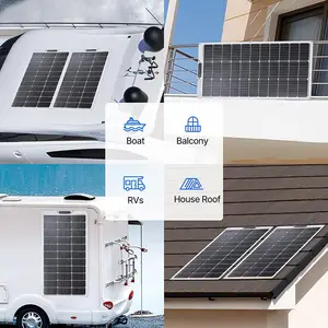 Hiệu quả cao linh hoạt panel năng lượng mặt trời 100W 120W 200W 300W Monocrystalline Tấm pin mặt trời ánh sáng PV module cho RV thuyền và mái nhà