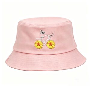 Sombrero de Pescador Casual con Bordado de Girasol para Hombres y Mujeres, Protección Solar para Exteriores, Venta al Por Mayor - Product Image 4