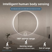 Nouveau Miroir de Maquillage Mural LED Moderne Minimaliste Étanche avec Cadre Poli, Anti-Buée, Tactile et Intensité Réglable, Lumière Intelligente pour Coiffeuse à Domicile