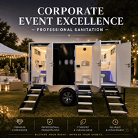 Remorque WC mobile triple avec coque isolée en fibre de verre et station de lavage des mains intégrée pour camping extérieur et location commerciale