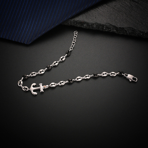 <span class=keywords><strong>Bracelet</strong></span> en acier inoxydable à maillons en forme <span class=keywords><strong>de</strong></span> grains <span class=keywords><strong>de</strong></span> <span class=keywords><strong>café</strong></span>, avec breloque ancre, plaqué noir, élégant et populaire, bijoux <span class=keywords><strong>de</strong></span> haute qualité pour hommes - Product Image 3