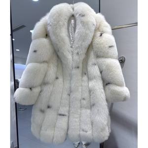 Куртка с мехом из натурального белого меха - Product Image 1