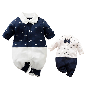 Ropa para Recién Nacidos, Moda para Bebés, 100% Algodón, Primavera/Otoño, Mono para Bebé Niño con Corbata de Lazo, Romper para Bebé, Venta al por Mayor - Product Image 1