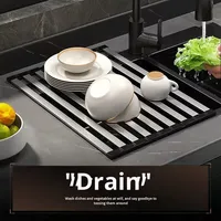 Égouttoir pliable multifonctionnel, égouttoir à vaisselle pliable pour la cuisine, pour les assiettes, les bols, les couverts, organisateur de rangement, étagère
