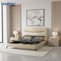 Lit électrique inclinable King Size avec télécommande sans fil, moteur silencieux et robuste, réglable à la tête et aux pieds