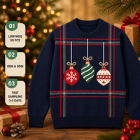 Pull de Noël moche pour homme, tricoté à motif écossais, chaud pour l'hiver, 12GG, faible MOQ, ODM, en mélange de cachemire jacquard