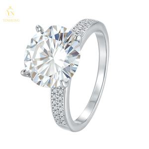 Luxuriöser Rundschliff 5ct VVS1 Grüner Moissanit Schmuck 925 Silber Rhodiniert Damen Verlobungs- und Versprechensringe - Product Image 2