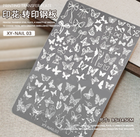 Plaque d'estampage Nail Art-Outil de transfert de dentelle, papillon, rose et ruban avec tampon en silicone