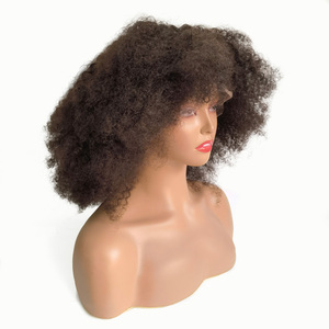 Parrucche di capelli umani naturali da donna nere <span class=keywords><strong>Afro</strong></span> elastiche in pizzo pieno - Product Image 2