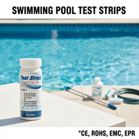 Kit de test de piscine 6-en-1 : Bandelettes de test de pH, d'alcalinité et de dureté, adaptées aux piscines et à l'hydrothérapie, accessoires de nettoyage pour la qualité de l'eau