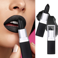 Lipstik Seri Halloween Dark Gothic Matte Hitam Biru Pigmentasi Tinggi Label Pribadi Riasan Panggung Cosplay Grosir